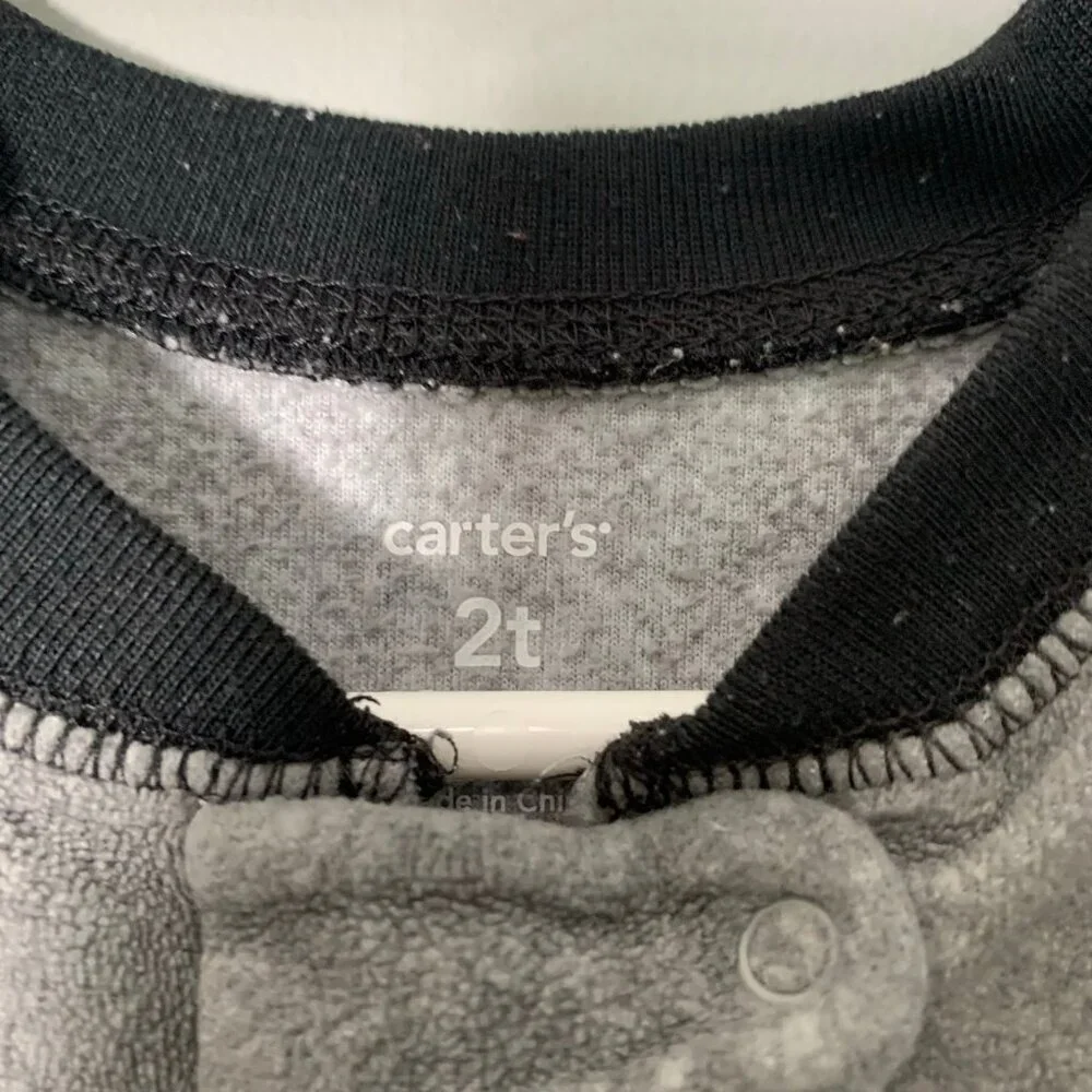 5/$25 Carter's Toddler Boys Gray‎ Fleece Dog Face Footed Pajamas Sleeper 2T